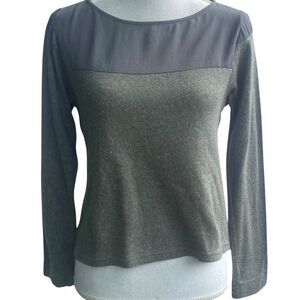 Dagg & Stacey Womens Navy Gray Color Block Long Sleeve Yoke Knit Top Size 4